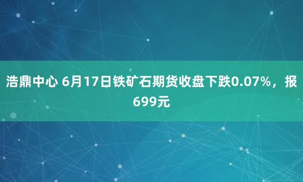 浩鼎中心 6月17日铁矿石期货收盘下跌0.07%，报699元