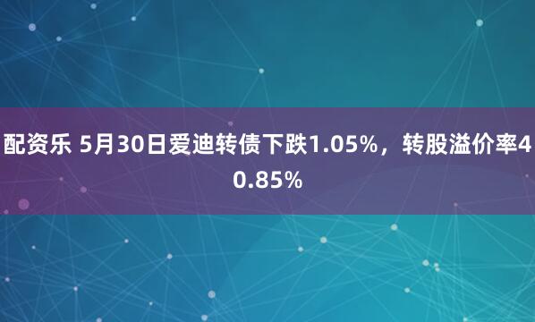 配资乐 5月30日爱迪转债下跌1.05%，转股溢价率40.85%