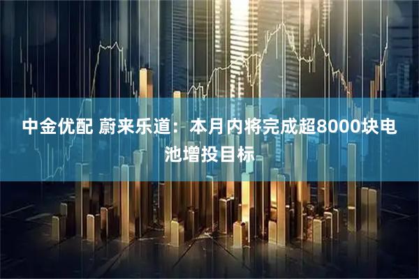 中金优配 蔚来乐道：本月内将完成超8000块电池增投目标